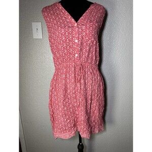 GAP Sleeveless Coral Print Tie-Waist Dress Pink White Geometric Size M